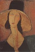 Amedeo Modigliani Portrait of Jeanne hebuterne iwth large hat oil painting artist